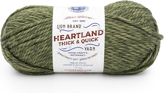 Lion Brand Yarn, Bulky Heathered Heartland Thick & Quick Yarn for Knitting and Crochet, Griffith, 1 Pack