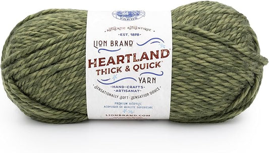 Lion Brand Yarn, Bulky Heathered Heartland Thick & Quick Yarn for Knitting and Crochet, Griffith, 1 Pack
