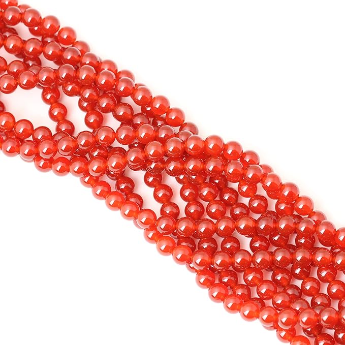 45PCS 8mm Natural Red Agate Gemstone Round Loose Beads for Jewelry Making 1 Strand 15"