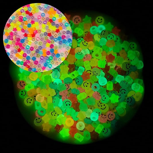1000pcs Pony Beads, 15 Color Kandi Beads for Bracelets Making Kit, Hair Braids Crafts Jewelry Making Crafts Friendship Necklace Earrings DIY(Large Hole Luminous Mixed Color)