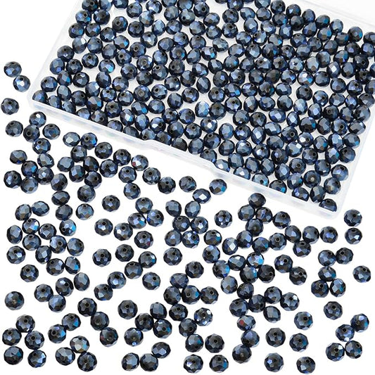 laopottbeads 460pcs 8mm crystal glass beads for jewelry making beads for bracelets necklace pendants making supplies(navy blue)