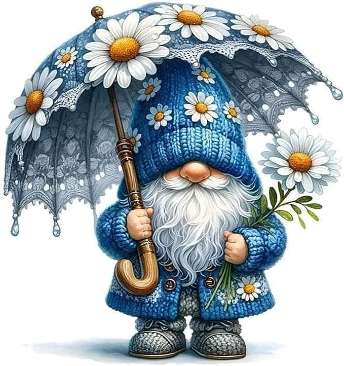 ijbnhd Gnome Diamond Art Kits for Adults, Gnome Diamond Painting Kits for Adults, DIY Full Drill Flowers Gem Art Crystal Rhinestone for Wall Home Decor 14X14inch