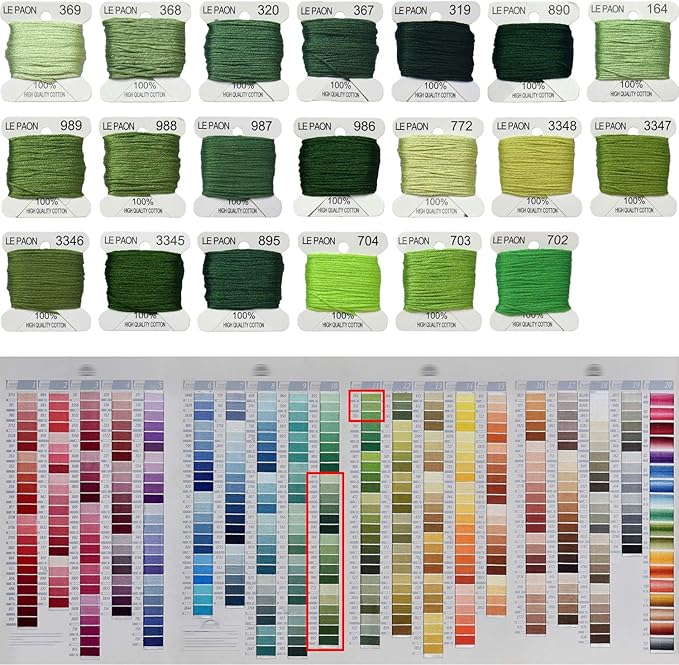 Premium Rainbow Color Embroidery Floss bobbins - Cross Stitch Threads - Friendship Bracelets Floss - Crafts Floss - 20 Bobbins Per Pack Embroidery Floss, Bright Chartreuse Gradient