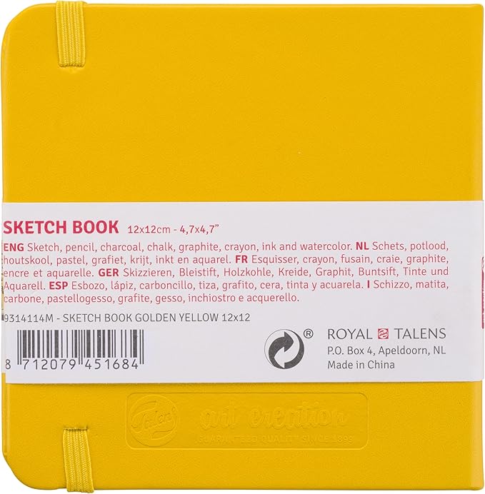 talens t9314-114m 441793 art creations sketchbook, drawing notebook, 4.7 x 4.7 inches (12 x 12 cm), golden yellow