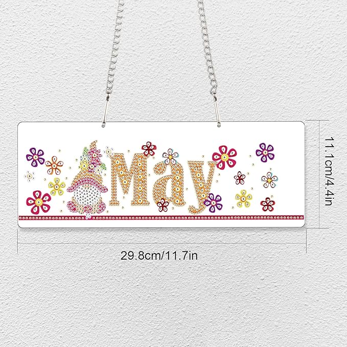 Diamond Painting Kits Hanging Pendants, DIY Wreath Crystal Rhinestone Wreath Kits, Colored Imitation Art Point Crystal Diamond Art Window Pendants Home Garden Wall Door Birthday Festival Gifts (May)