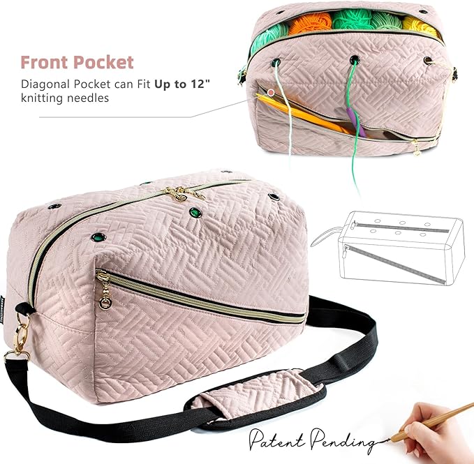 Crochet Bag Organizer - Knitting Bag - Yarn Storage Organizer - Yarn Bag for Crocheting - Yarn Holder for Crochet Accessories, Crocheting & Knitting Gifts