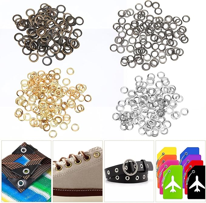 LXUEJIE 240 Sets 3mm Metal Eyelets, 4 Colors Eyelets and Grommets Kit for Paper Crafts Round Small Eyelet with Washers for Scrapbooking Card Making Fabric Leather Craft Shoes Clothes