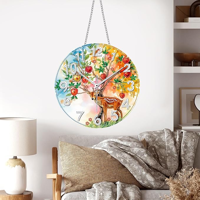 Pavemlo Hanging Diamond Art Kits for Adults Deer – 8x8 Inch Double-Sided Acrylic Board DIY Crystal Diamond Suncatcher Pendant, Sparkling Home Wall or Window Decoration Handmade Gifts