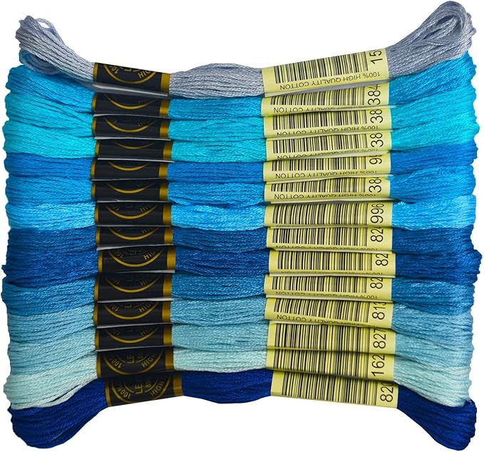 Embroidery Floss - Cross Stitch Threads - Friendship Bracelets Floss - Crafts Floss - 14 Skeins Per Pack Embroidery Floss, Electric Blue Gradient