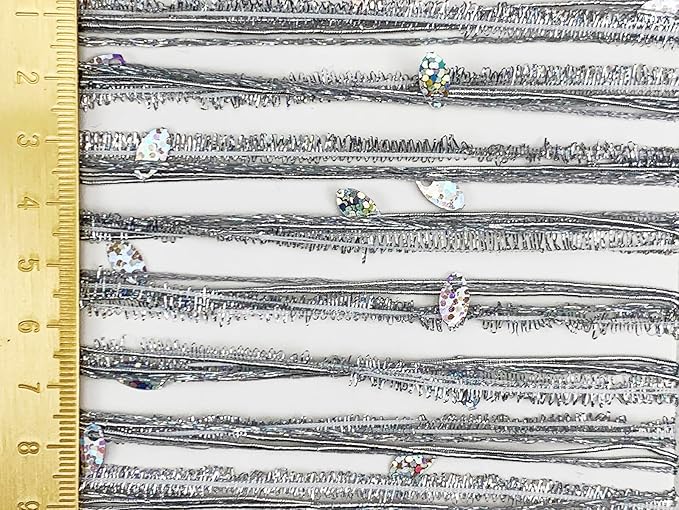 Artisanal Yarn Collection Multifiber Multicolored Fancy Yarn with Laser Sequins for Knitting Crocheting Crafts DIY, Set of 3 Rolls (Laser Silver)