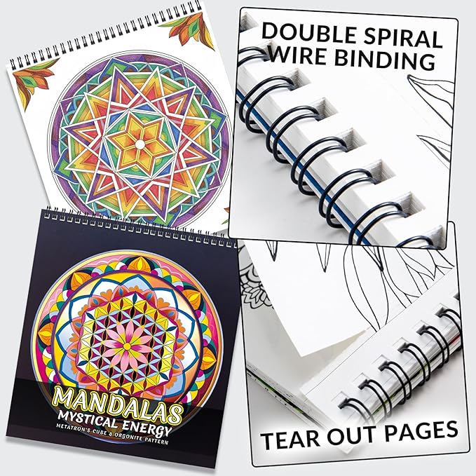 FUN LAVIE Adult Coloring Book - Sacred Geometry Mandala Coloring Books for Adults Relaxation and Stress Relief, Featuring Flower of Life, Metatron's Cube & Mindfulness Orgonite Patterns, Spiral Bound