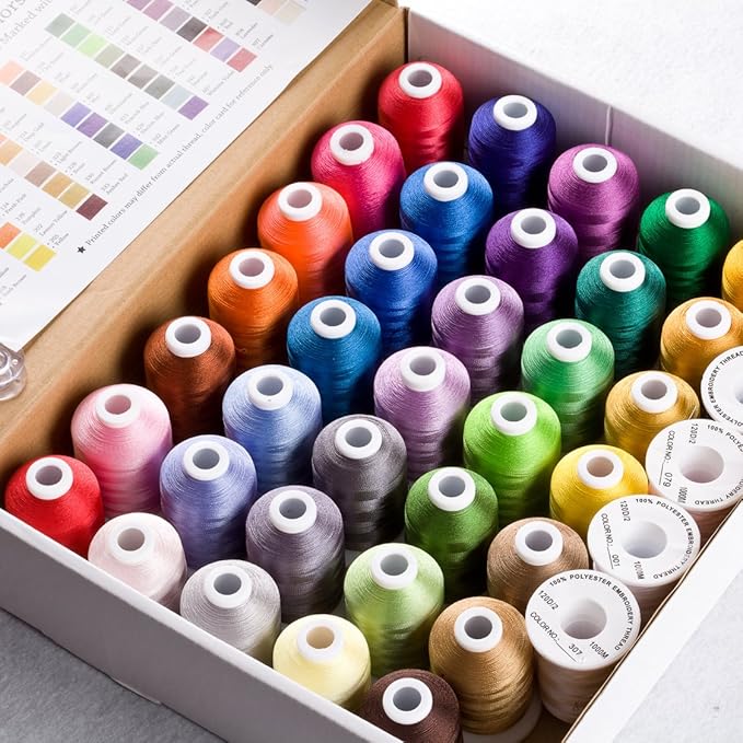 Simthread 40 Colors 1100Y(1000M) Machine Embroidery Thread Big Spool Polyester Bright and Beautiful Colors for Brother Babylock Janome Singer Pfaff Husqvarna Bernina Machines