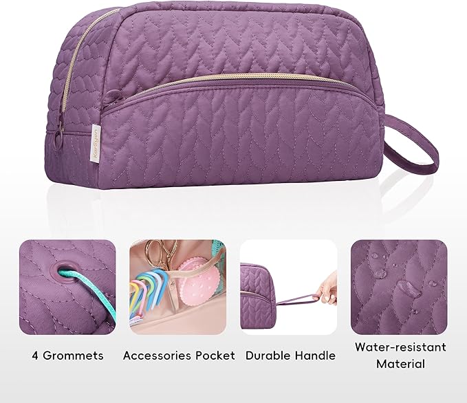 Crochet Yarn Bag Knitting Bag Storage for Crocheting Accessories Crochet Hook Case Organizer Gift for Crochet Lovers (Purple)