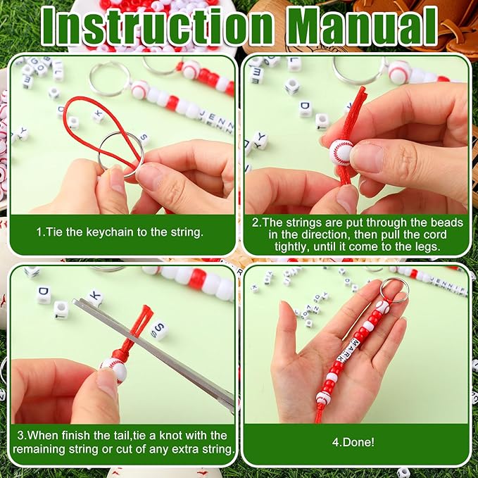 Landical 564 Pcs Baseball Keychain Making Kit DIY Baseball Bead Key Chain Craft Adjustable Sport Letter Bead Charm Sport Theme Party Favor Gift Backpack Accessories Holiday Decoration(Novel Color)