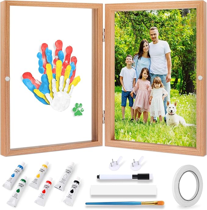 omrhvi family handprint kit, diy craft keepsake, hand print photo frame, family gifts for new mom, new baby, new parents, grandparents, mother's day, father's day, adoption day, anniversary