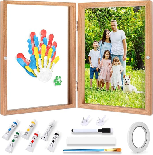 omrhvi family handprint kit, diy craft keepsake, hand print photo frame, family gifts for new mom, new baby, new parents, grandparents, mother's day, father's day, adoption day, anniversary