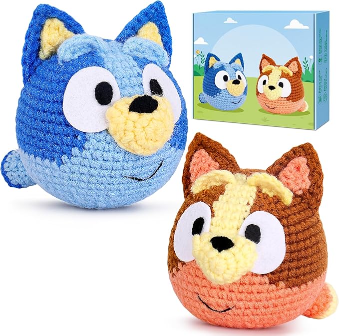 Acehochen Crochet Kit for Beginners, Beginner Crochet Kit for Adults with Step-by-Step Video Tutorials, Crochet Animal Kits Knitting Supplies (2 Pack)