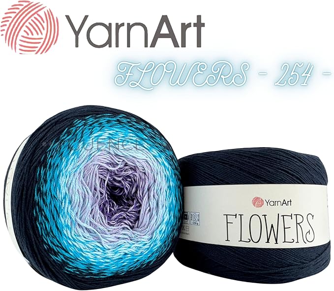 YarnArt Flowers – Gradient Cotton Acrylic Blend, 250g (8.8 oz), 1094 yds, Lightweight Sport Yarn for Crochet, Knitting, Shawls, Summer Projects (254)