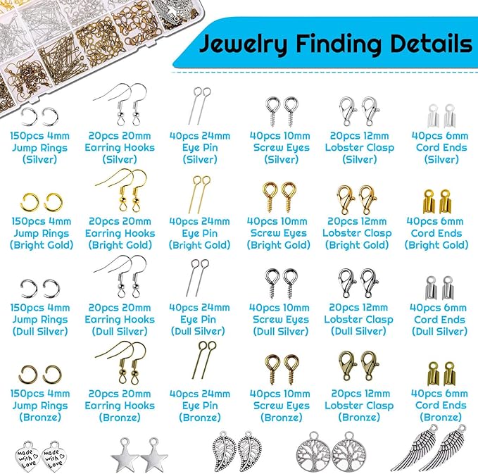 shynek Jewelry Making Supplies, 1597pcs Jewelry Kit with Jewelry Pliers Tools Jewelry Wire and Jewelry Accessories for Earrings, Necklaces, Bracelets Jewelry Making and Repair