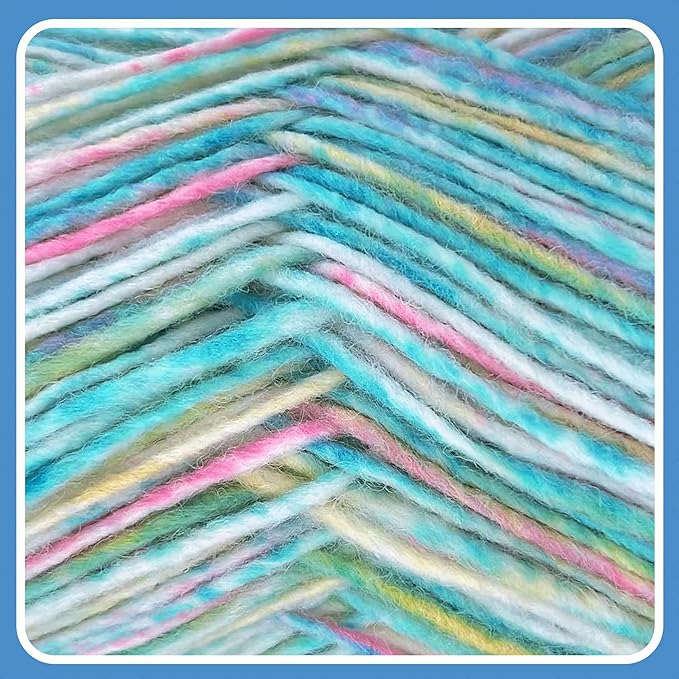2 Pack Wool Blend Yarn, 2x3.5oz / 285yds, #3 DK, 20% Wool 80% Acrylic, Variegated, Single-Ply Soft Crochet & Knitting Wool Yarn for Sweaters, Scarves, Hats (Bluebell Dream)