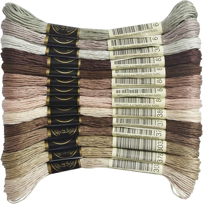 Embroidery Floss - Cross Stitch Threads - Friendship Bracelets Floss - Crafts Floss - 14 Skeins Per Pack Embroidery Floss, Light Mocha Brown Gradient