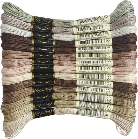 Embroidery Floss - Cross Stitch Threads - Friendship Bracelets Floss - Crafts Floss - 14 Skeins Per Pack Embroidery Floss, Light Mocha Brown Gradient