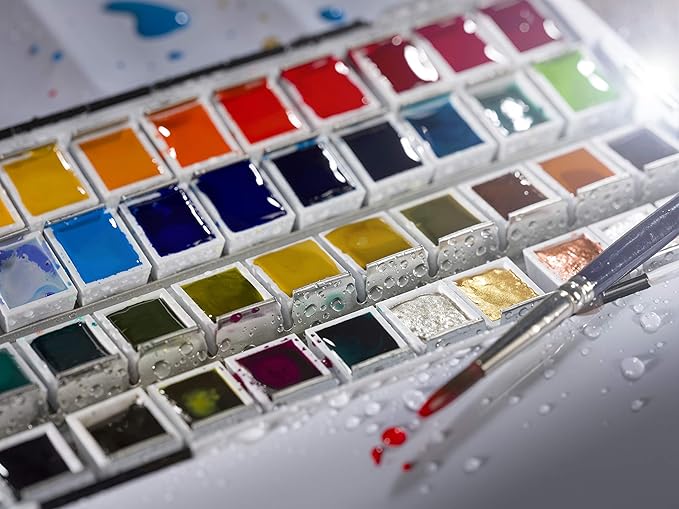 Van Gogh Watercolor Paint Set, Metal Tin, 48-Half Pan