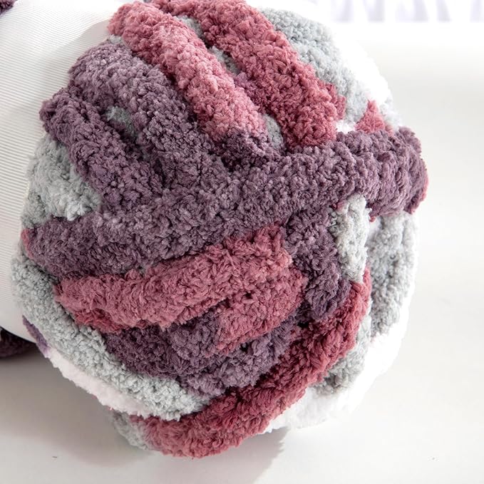 MABOZOO Tie Dye Chunky Yarn for Crocheting & Knitting, 8 Pack - Soft Plush Red Fluffy Jumbo Chenille Yarn,Giant Thick Fuzzy Bulky(29 yds, 8 oz Each Skein)
