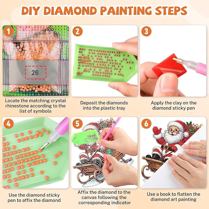 Masendp Christmas Diamond Painting Pendant, Santa Claus DIY 5D Special Shape Crystal Diamond Art Part Mosaic Making Process, Christmas Decoration Window Decoration Handmade Gifts