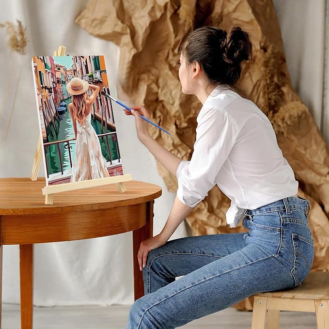 GHHKUD Venice Paint by Numbers Kits with Frame for Adults Beginners, DIY Landscape Paint by Numbers for Kids, Painting Art on Canvas Gifts Home Wall Decor 20x30cm