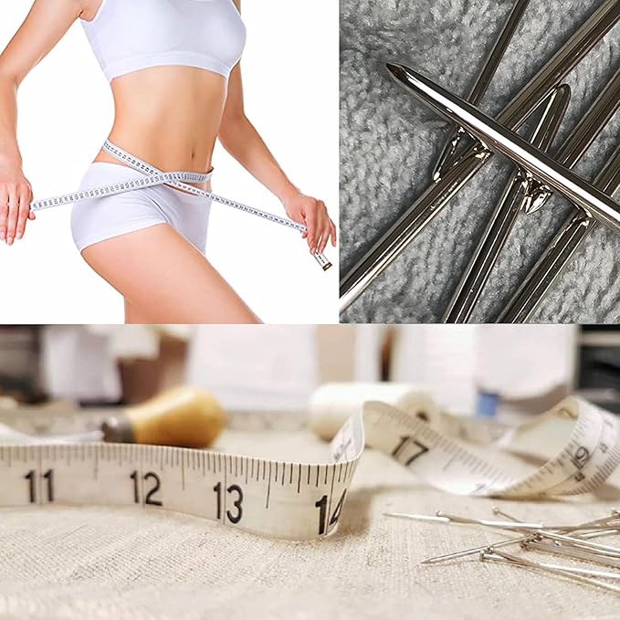 9 Pcs/3 Sizes Large-Eye Blunt Needles, Double Flexible Tape Measure, Steel Yarn Needle with Needle Threader, Tapestry Needle for Sewing Crochet Knitting Embroidery(Silver 2.08in/2.36in/2.76in)