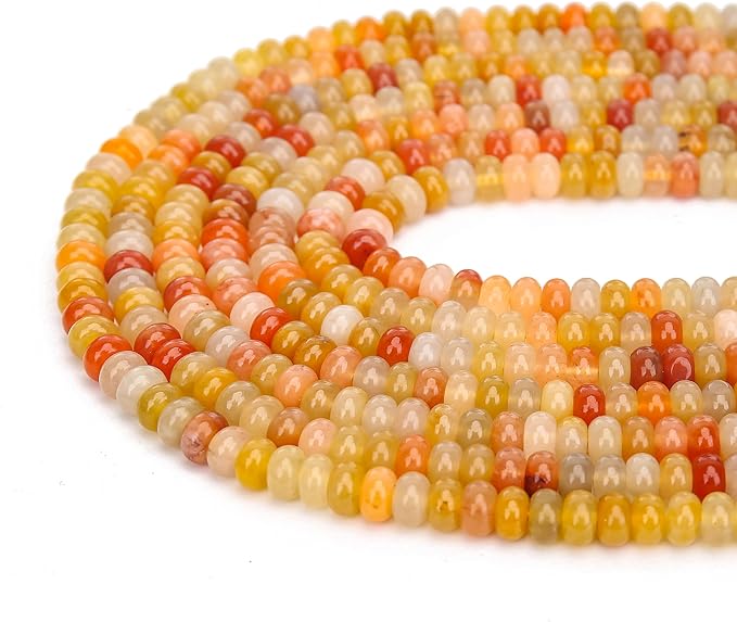 2 Strands (150PCs) Natural Golden Silk Jade Rondelle Beads, 5 * 8mm Gemstone Loose Spacer Abacus Disk Beads for DIY Bracelet Necklace Earrings Jewelry Making, Craft Supplies Beading Kit