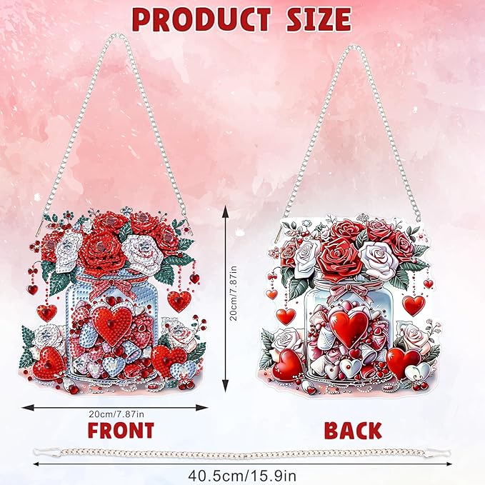 DOMROM Flower Diamond Art Hanging Kits for Adults Beginners, Special Shaped Crystal Diamond Painting Flower Pendant, DIY Diamond Art Suncatchers for Home Garden Wall Decor Gift