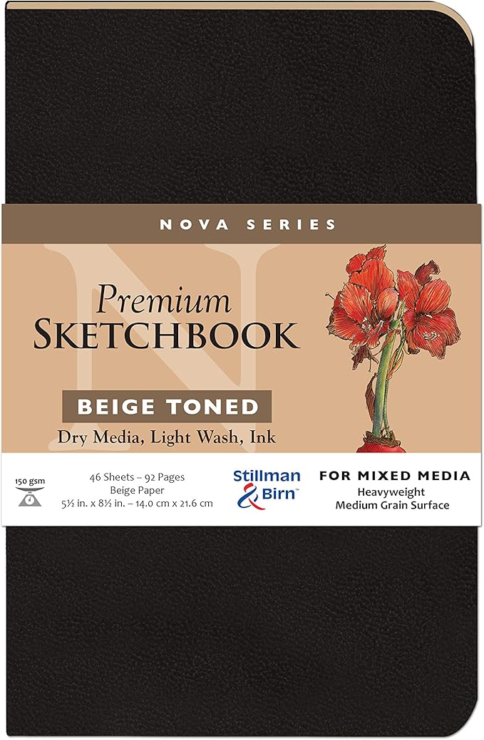 Stillman & Birn Nova Series Beige Softcover Sketchbook, 5.5" x 8.5", 150 GSM (Heavyweight), Beige Paper, Medium Grain Surface