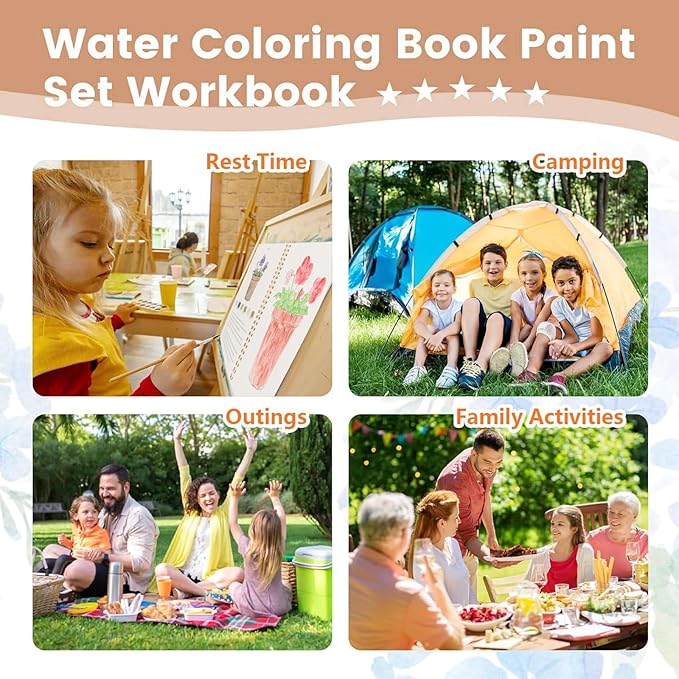 Watercolor Workbooks, Coloring Book Beginner Painting Kit, Arts Crafts Supplies Gift for Enthusiasts (Flower1)