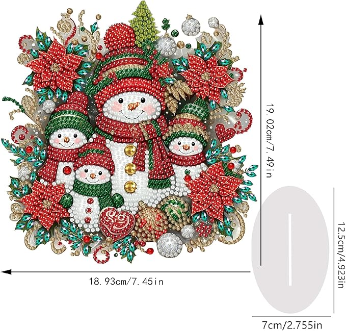 NEGEKFKX Snowman Tabletop Ornament DIY Diamonds Art Painting kit,Christmas Desktop Diamonds Painting Kit for Adult,Acrylic Diamonds Painting Board Kit Ornament, Special Crystal Diamond