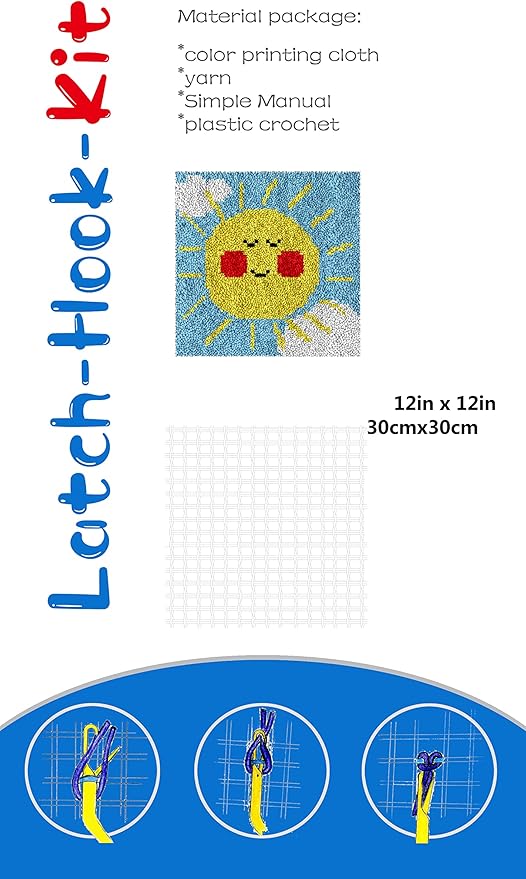 Numptain Latch Hook Kits for Adults,DIY Rug Crafts Christmas Socks Pattern Color Printed Canvas,Latch Hook Kits for Beginners Handmade Needlework Crafts Home Decoration,12"x12"