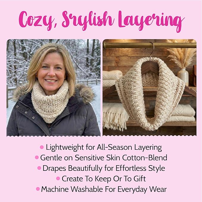 KnitPal Crochet Weekend Wrap Kit for Confident Beginners – All-in-One Crochet Kit with Cotton Blend Yarn, Hook, Pattern & Video Tutorials (Pearl White)