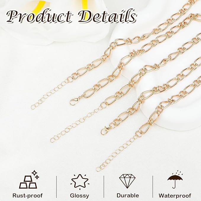Sumalon 20 Pcs 18K Gold Plated Bracelet Chain Kit, Paperclip Alloy Link Fit Clip with Lock, Bracelet Charm for Women DIY Jewelry Making (Gold)