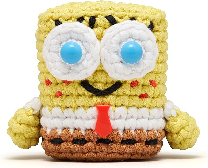 The Woobles Crochet Kit for Beginners – Spongebob Squarepants Craft Kit with Easy Peasy Yarn for Adults & Young Crafters, As Seen On Shark Tank, Step by Step Video Tutorials (Spongebob Squarepants)