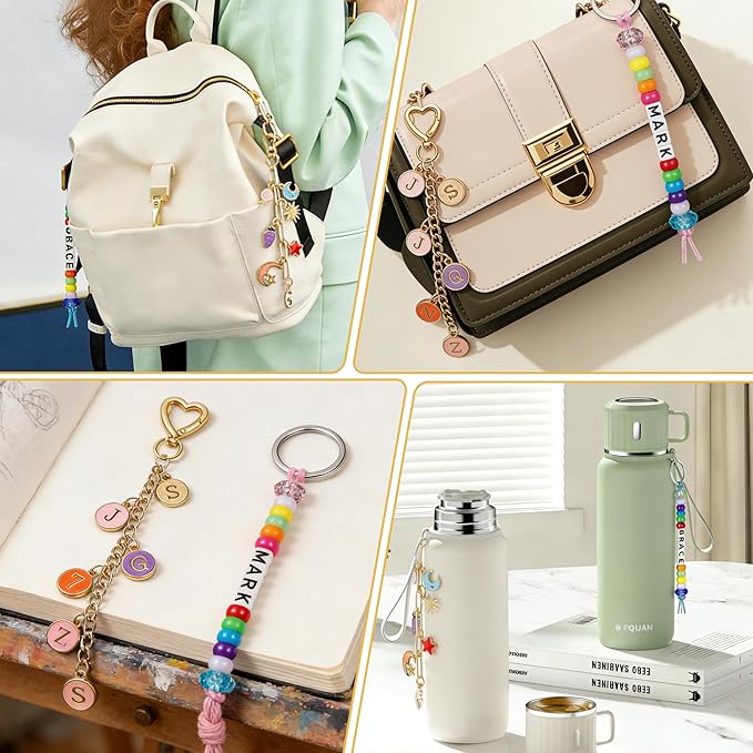561PCS Keychain Making Kit ,Lipgloss Holder Keychain Charm Bracelet Making Kit Lip Gloss Charms Keychain Charms with Extender Chains, Jump Rings, Lobster Clasps with Organizer Box for DIY Crafts