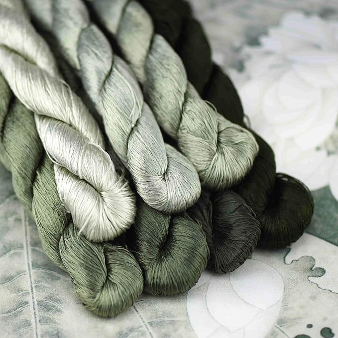 Natural 100% Silk Thread, Handmade Embroidery Thread Silk Floss 7 Colors 110m Each (66)