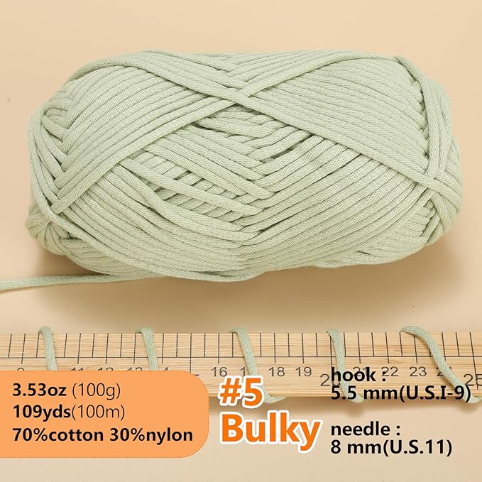 Yarn for Crocheting,100g Soft Yarn for Crocheting,Crochet Yarn for Sweater,Hat,Socks,Blankets(Cabbage Green)