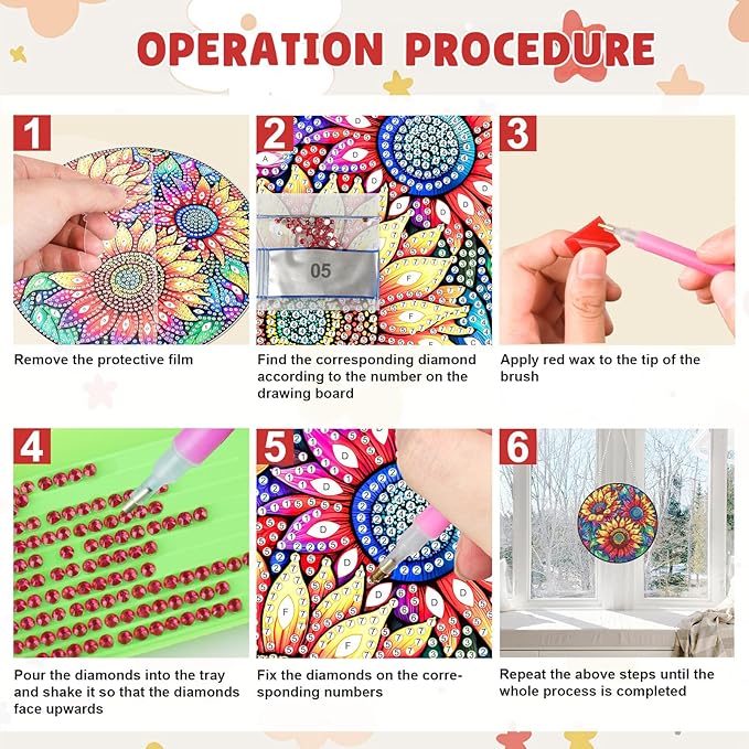 MAXBYE Diamond Art Kits for Adults Hanging Pendant, Sunflowers DIY Special Shaped Diamonds Painting Double Sided Rhinestone Gem Art for Beginners Gift Window Wall Door Decoration 8×8 Inch