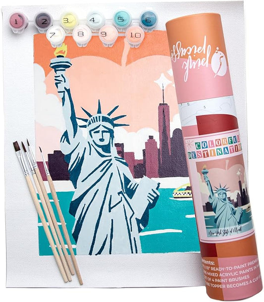 Pink Picasso Kits Colorful Destinations Paint by Number for Adults and Teens | DIY Unique Canvas Painting Kits Color by Numbers Arts & Crafts Kit | New York State of Mind 8x10 - Paint Kit Set