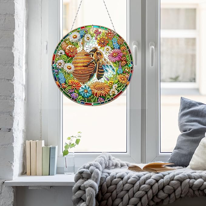 Generic DIY Hanging Diamond Pendant Special Shaped Crystal Diamond Art Painting Ornament Single Sided for Window Home Garden Wall Door Decor-Hive