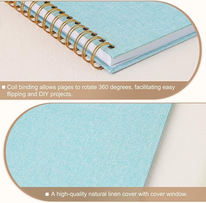 Scrapbook Photo Album 12x12 Inches 80 Pages Hardcover Kraft Paper Linen Cover Scrap Book Memory Book DIY Scrapbook Albums for Wedding Baby Boyfriend Travel Anniversary Family, LightBlue