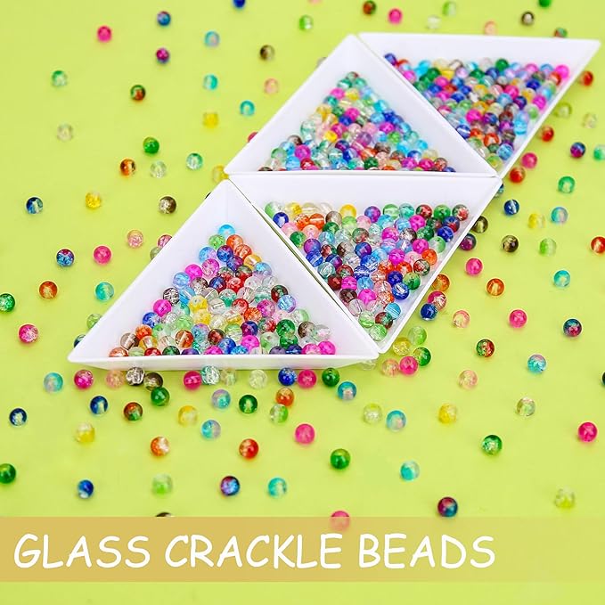 BONNY BOXX 5760 PCs 4mm Round Glass Beads for Jewelry Making, Bulk Crystal Beads in 48 Assorted Colors, Crackle Glass Beads for Bracelets, Necklaces, Earrings, Jewelry Design & DIY Art Projects