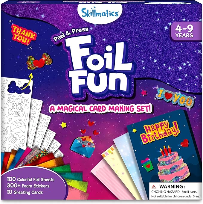 skillmatics foil fun - card making set, no mess art for kids, craft kits & supplies, diy creative activity, gifts for girls & boys ages 4, 5, 6, 7, 8, 9