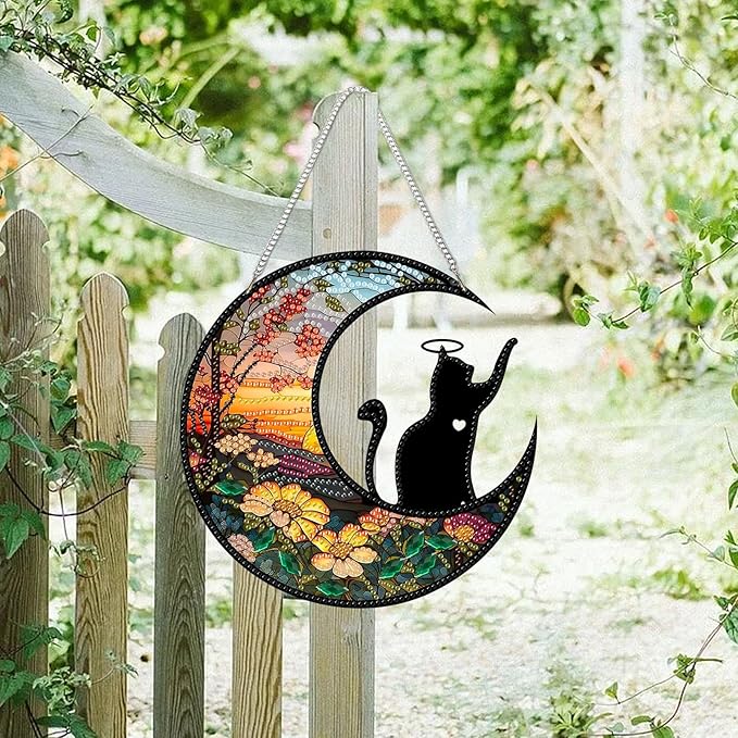 GUMITOON Diamond Art Kits for Adults-Hanging Cat Full Drill Diamond Dots Paintings for Beginners, Round 5D Paint with Diamonds Pictures Gem Art Painting Kits DIY Crafts Kits QCY-105